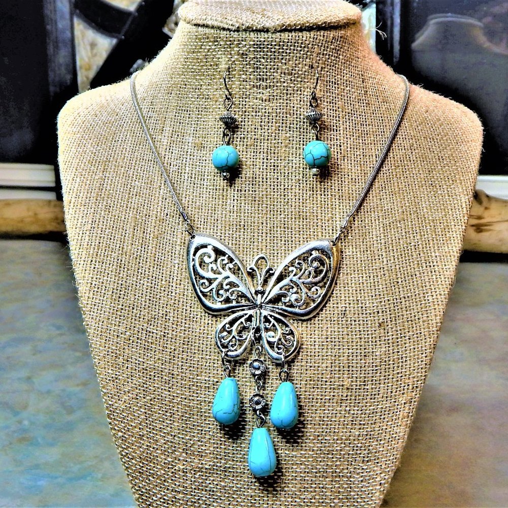 Butterflies Are Free Necklace & Earrings
